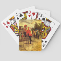 旧式なバイクのサイクリング競争の女性の自転車のデッキのギフト