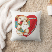 旧式なバレンタインの子犬 クッション (ブランケット)