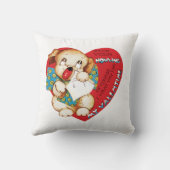 旧式なバレンタインの子犬 クッション (裏面)