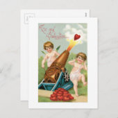 旧式なバレンタイン シーズンポストカード (正面/裏面)