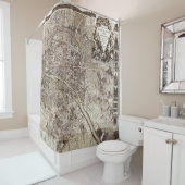 旧式なパリの地図の1728年の建築のヴィンテージフランス シャワーカーテン (インサイチュ)