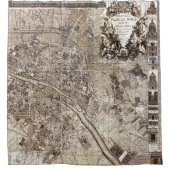 旧式なパリの地図の1728年の建築のヴィンテージフランス シャワーカーテン (正面)