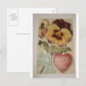 旧式なパンジー愛バレンタイン シーズンポストカード (正面/裏面)