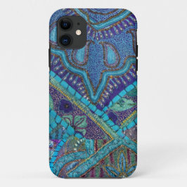 旧式なビーズの刺繍されたパッチワークの織物 iPhone 11 ケース