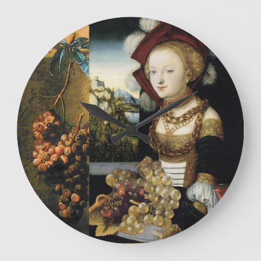 旧式なブドウのブドウ園のワインの試飲のパーティー ラージ壁時計 (正面)
