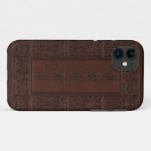 旧式なブラウンの革点字本のデザイン Case-Mate iPhoneケース (裏面(横))