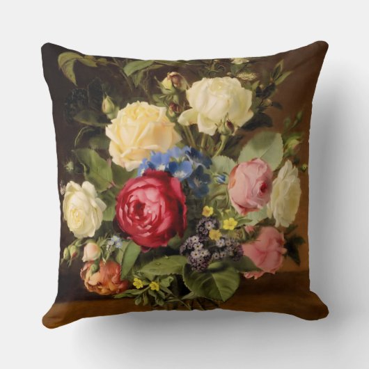 旧式なプリントの"ビクトリアンなバラ"の装飾用クッション クッション (裏面)