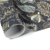 旧式なペイズリーによっては黒い背景パターンが開花します ラッピングペーパー (ロールコーナー)