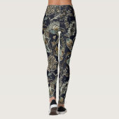 旧式なペイズリーによっては黒い背景パターンが開花します レギンス (裏面)