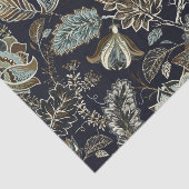 旧式なペイズリーによっては黒い背景パターンが開花します 薄葉紙 (詳細)