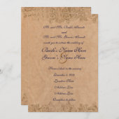 旧式なボーダー羊皮紙の結婚式招待状 招待状 (正面/裏面)