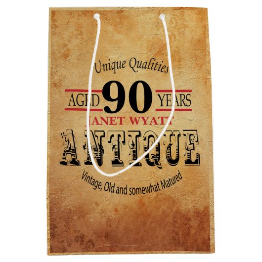 旧式なマイル標石の第90誕生日 ミディアムペーパーバッグ (正面)