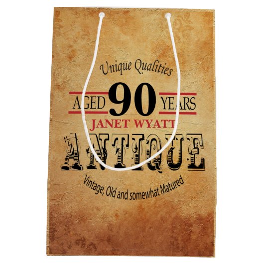 旧式なマイル標石の第90誕生日 ミディアムペーパーバッグ (裏面)