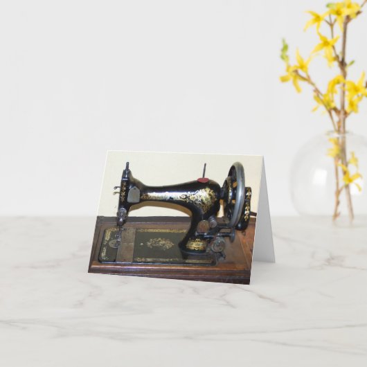 旧式なミシンNotecard カード (黄色い花)