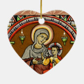 旧式なメリーおよびイエス・キリストのプリントのクリスマスの装飾 セラミックオーナメント (裏面)