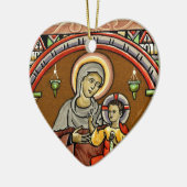 旧式なメリーおよびイエス・キリストのプリントのクリスマスの装飾 セラミックオーナメント (左)