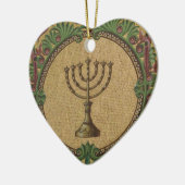 旧式なモザイク寺院の（ユダヤ教）メノラー セラミックオーナメント (左)