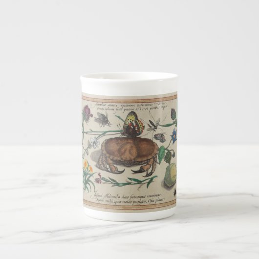 旧式なヨリスHoefnagel prints1500の昆虫の花 ボーンチャイナマグカップ (正面)
