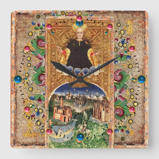 旧式なルネサンスTAROTS/世界 スクエア壁時計 (正面)