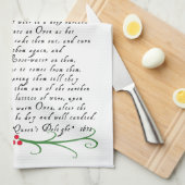 旧式なレシピおよびイラストレーションを含むふきん キッチンタオル (四つ折り)