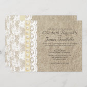旧式なレースおよび真珠の結婚式招待状 招待状 (正面/裏面)