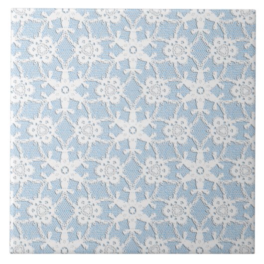 旧式なレース-白およびスカイブルー タイル (正面)