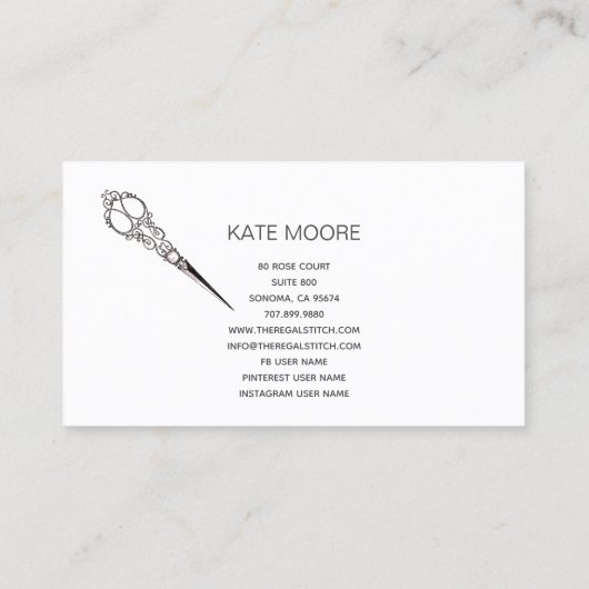 旧式なヴィンテージのはさみの美容師 名刺 (裏面)