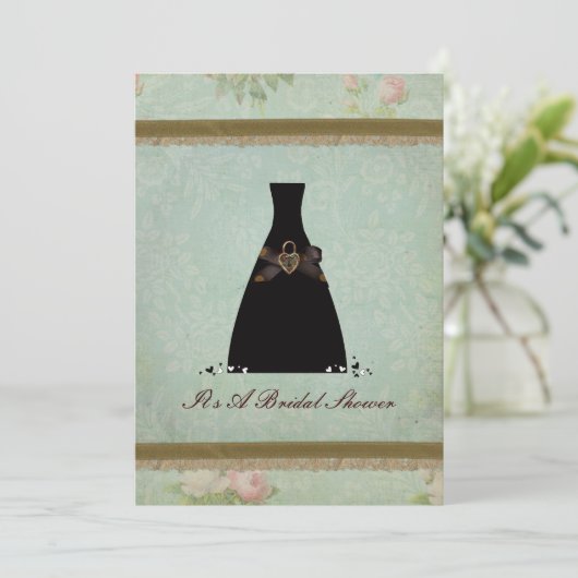 旧式なヴィンテージのブライダルシャワーの招待 招待状 (スタンド正面)