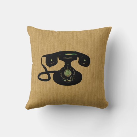 旧式なヴィンテージの回転式のダイヤルの電話 クッション (裏面)