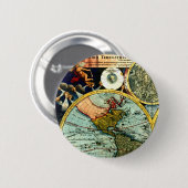 旧式なヴィンテージの地図の世界の地球の歴史的芸術 缶バッジ (正面&裏面)