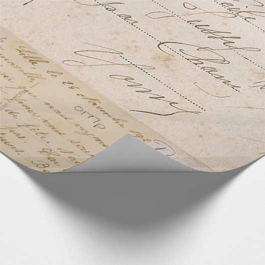 旧式なヴィンテージの郵便はがきの手書き ラッピングペーパー (角)