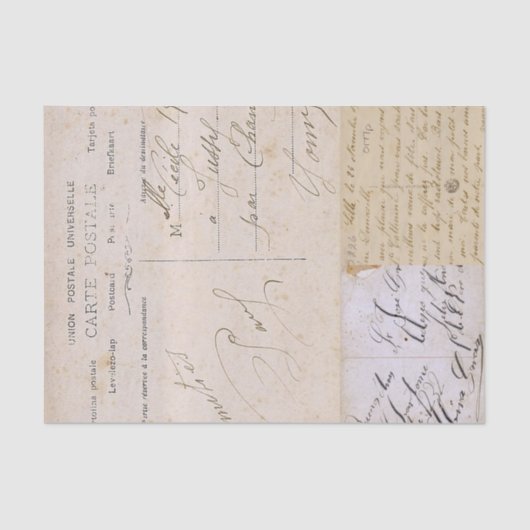 旧式なヴィンテージの郵便はがきの手書き 薄葉紙 (正面)