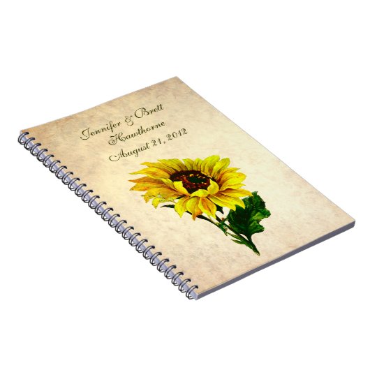 旧式な一見のヒマワリの結婚式の来客名簿 ノートブック (右側)
