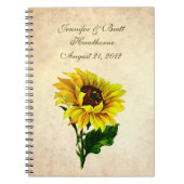 旧式な一見のヒマワリの結婚式の来客名簿 ノートブック (正面)