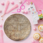 旧式な世界の地球の素朴な包装紙のプレート ペーパープレート (パーティー)