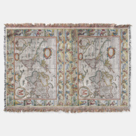 旧式な世界地図のカスタムなモノグラムの投球毛布 スローブランケット