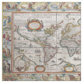 旧式な世界地図のカスタムの生地 ファブリック (クローズアップ)