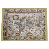 旧式な世界地図のギフトバッグ ラージペーパーバッグ (正面)