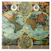 旧式な世界地図のヴィンテージの芸術の陶磁器の壁の装飾 タイル (正面)