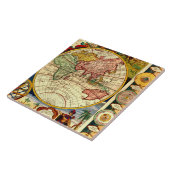 旧式な世界地図のヴィンテージの芸術の陶磁器の壁の装飾 タイル (側面)