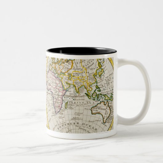 旧式な世界地図の撃たれるスタジオ ツートーンマグカップ (右)