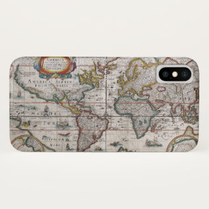 旧式な世界地図の電話箱 iPhone X ケース