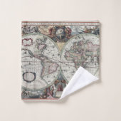 旧式な世界地図タオルセット バスタオルセット (ウォッシュタオル)