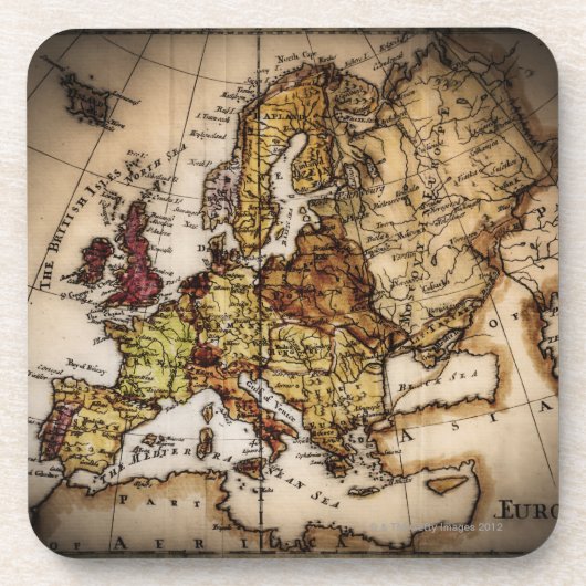 旧式な世界地図2の閉めて下さい コースター (正面)
