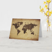 旧式な世界地図3の閉めて下さい カード (黄色い花)