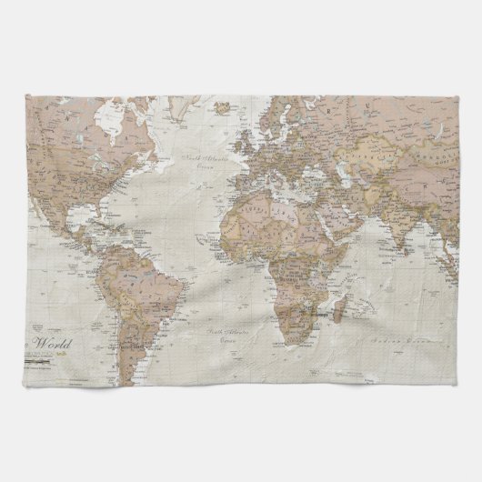 旧式な世界地図 キッチンタオル (横)