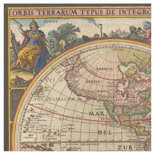 旧式な世界地図 ファブリック (クローズアップ)