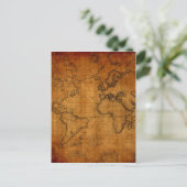 旧式な世界地図 ポストカード (スタンド正面)