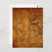 旧式な世界地図 ポストカード (正面/裏面)