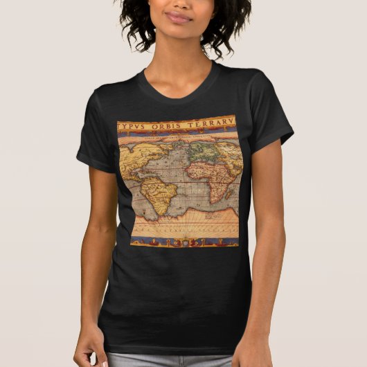 旧式な世界地図 Tシャツ (正面)